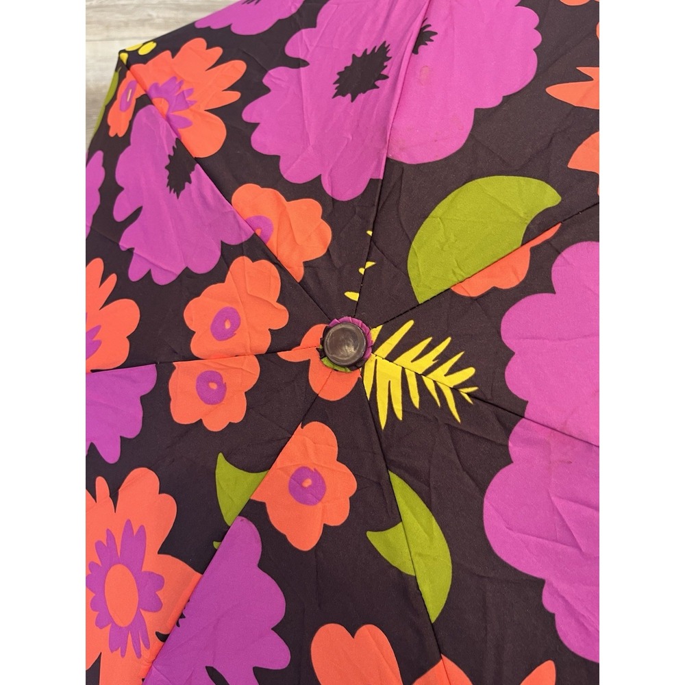 Umbrella Marimekko Kukkatori by Maija Isola Floral Green Pink Yellow Orange - Picture 4 of 16